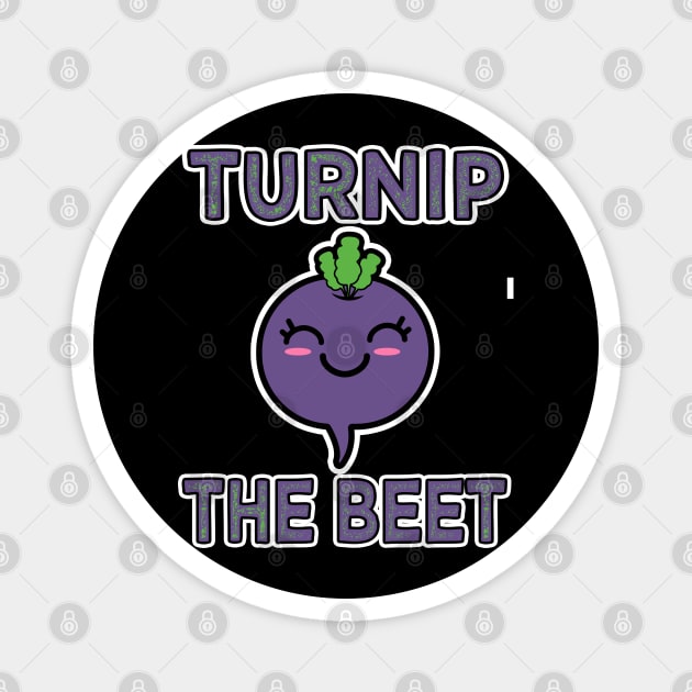 Turnip The Beet, Cute radish Purple Design Magnet by Kawaii_Tees
